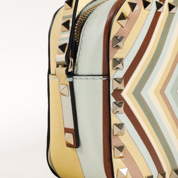 Valentino 1975 Multicolor Vitello Rockstud Native Couture Camera Printed Crossbo - Picture 8 of 12